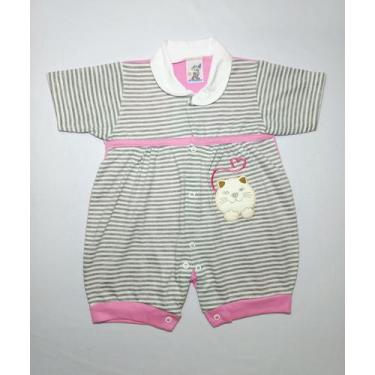 Imagem de Macacão Curto em Malha com Bordado de Gatinha - Nethuno Baby, Rosa, M