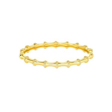 Imagem de Bracelete Inspiração Bamboo com Zircônias - Banhado em Ouro 18k - Tri 
