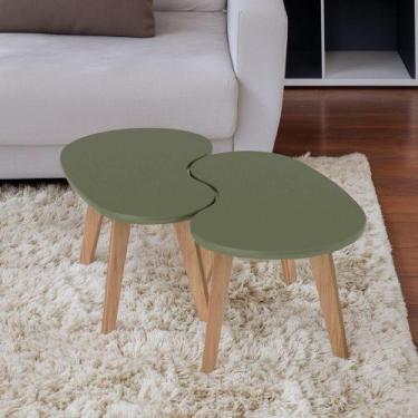 Imagem de Conjunto 2 Mesas de Centro Orgânica MDF 91cm Menta Verde Artely