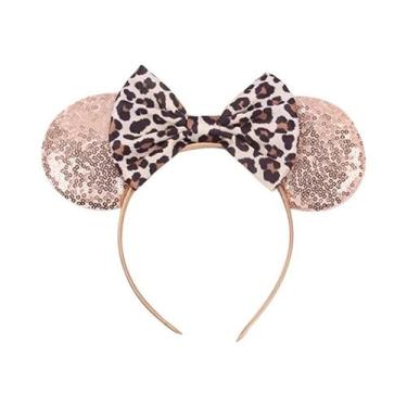 Imagem de Tiara De Orelhas De Leopardo Para Meninas, Faixa De Cabelo Com Laço Mo