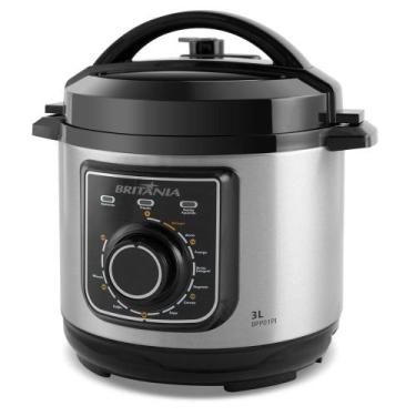 Imagem de Panela de Pressão Britânia BPP01PI Multifuncional 3L, Preto, Inox, 220