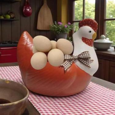 Imagem de Galinha Elegance Aberta Porta Ovos Grande Ceramica Ferrugem - Decore C