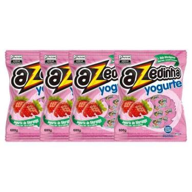 Imagem de Kit Bala Azedinha Mastigável Yogurte Morango Riclan - 4 unidades de 60