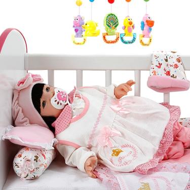 Boneca Bebê Reborn Princesa Larinha Loira Roupa Creme 53cm - USA Magazine