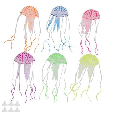 Imagem de Tnfeeon Zooplâncton artificial, simulação de efeito brilhante de silicone de aquário, decoração de aquário hidropônica de fluorescência Zooplâncton