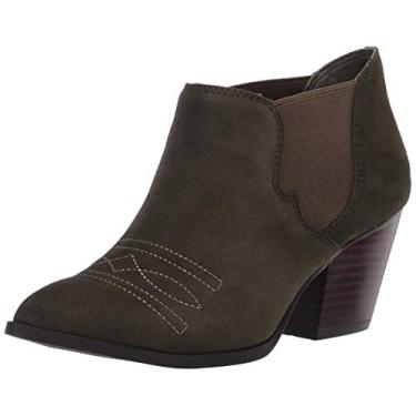 Imagem de Bella Vita Bota feminina Emilia Western-Inspired Shootie Ankle Boot, Couro de camurça oliva, 6 Narrow