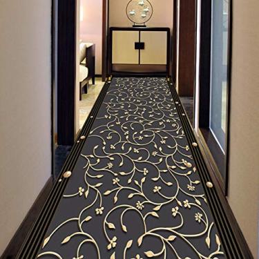 Imagem de Tapetes de área modernos antiderrapante corredor, cinza escuro corredor capacho de entrada corredor cozinha tapetes de chão com lindas folhas douradas, almofada de engatinhar para bebê grossa 7 mm (Tamanho : 100 × 400 cm)