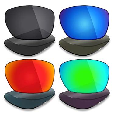 Imagem de Mryok 4 pares de lentes polarizadas de substituição para óculos de sol Oakley Silver Stealth OO9408 - preto furtivo/vermelho/azul gelo/verde esmeralda