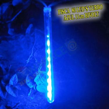Imagem de Pisca Led Turbo Bi-Volt Azul 80 Leds 11Cm 2,40M Piscal Natal Volts 1325