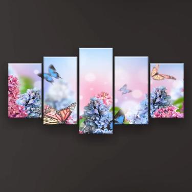 Imagem de Quadro Decorativo Jardim De Borboletas 129x61 Sala Quarto