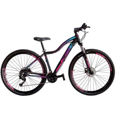 Imagem de Bicicleta Aro 29 KSW MWZA 2020 Feminino 21v Freio a Disco Preto com Rosa e Azul 17