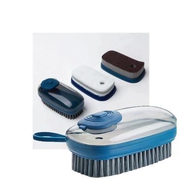 Imagem de Escova Dispenser Limpeza multifuncional 3 em 1 Reutilizavel Limpa Lava Esfrega