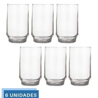 Imagem de Jogo 6 Copos 300ml Vidro Lights Suco Agua Transparente Nadir