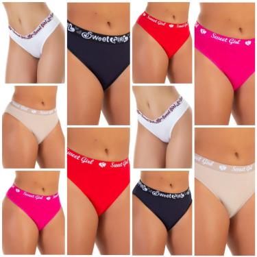 Imagem de Kit 10 Calcinha em Microfibra Cós | Sweet Girl 8044