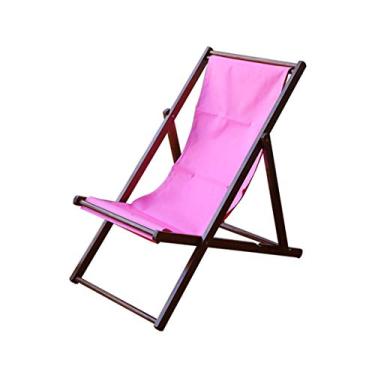Imagem de HIOD Cadeira dobrável para ambientes externos faia lounger portátil respirável reclinável jardim de madeira pátio lounger praia espreguiçadeira, rosa