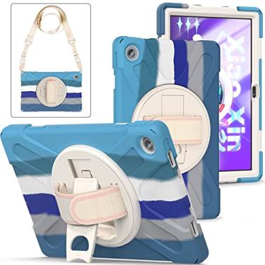 Imagem de Capa para Lenovo Tab M10 Plus (3ª geração) TB-125F TB-128 10,66" 2022, resistente à prova de choque robusto 3 camadas capa durável infantil com suporte giratório 360, alça para ombro e alça para mão