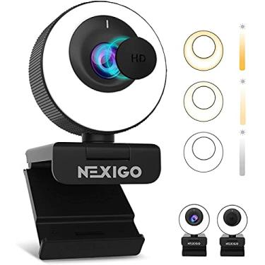 Imagem de NexiGo Webcam N620E com luz, foco automático 1080p 60FPS, zoom digital ePTZ 2X, Plug and Play, [software incluído], câmera web de streaming FHD, dois microfones estéreo, para equipes Zoom Skype, PC