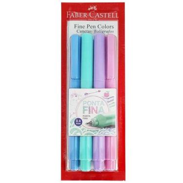 Imagem de Caneta Fine Pen 4 Cores Pastel 0.4 Faber Castell (3524)