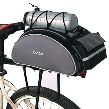 Imagem de Lixada Bolsa para bagageiro de bicicleta, 13 L, bolsa multifuncional traseira para bicicleta, para suporte posterior ao selim, Cinza