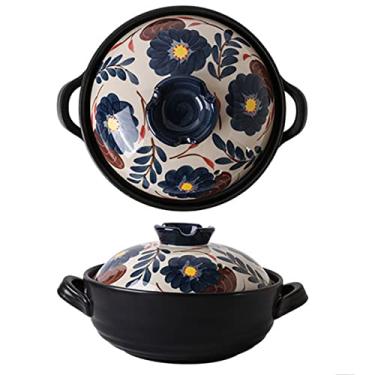 Imagem de Pote de cerâmica para barro com tampa, panela de sopa estilo chinês resistente a altas temperaturas panela de saúde para casa, panelas de cerâmica para cozinha e jantar, B, 2,5L