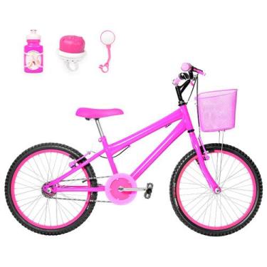 Imagem de Bicicleta Infantil Feminina Aro 20 Alumínio Colorido + Kit Passeio - F