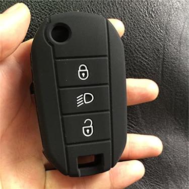Imagem de CSHU Car Key Case Cover Keychain Ring Key Bag, Fit For Citroen C4L CACTUS C5 C3 C6 C8 Picasso Xsara Peugeot 3008 308 RCZ 508 408 2008,black