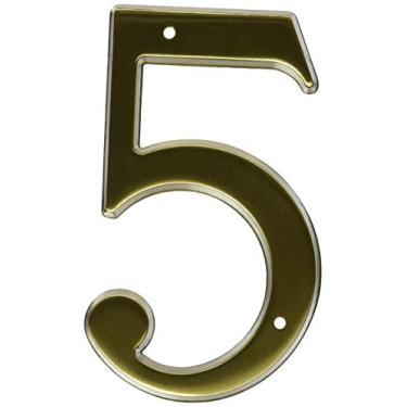 Imagem de Baldwin 90675040 75# 5 número de casa, latão acetinado