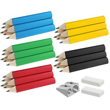 Imagem de 30 peças lápis triangulares curtos gordos de 3,5 polegadas lápis triangular de madeira infantil lápis triângulo infantil Jumbo para crianças pré-escolares iniciantes escrevendo e desenhando com aponta