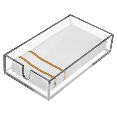 Imagem de Porta-guardanapos de acrílico - design moderno e transparente, suporte de toalha de mão acrílico para banheiro, cozinha, bandeja de toalha de hóspedes, perfeita para toalhas de mão de papel