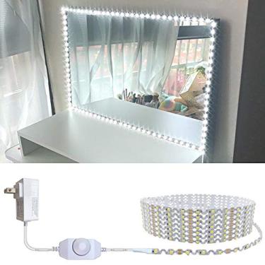 Imagem de Kit de luzes de espelho de vaidade de LED de 4 m dobrável NÃO PRECISA CORTAR espelho de maquiagem camarim ajustável conjunto de mesa de luz flexível com regulador e fonte de alimentação espelho não incluído