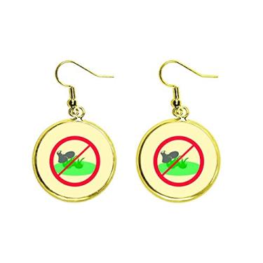 Imagem de Brinco de gota dourada pingente de orelha No Trampling Lawn Sign Art Déco presente fashion feminino, metal