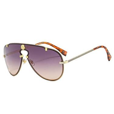 Imagem de Óculos de sol de liga vintage de uma peça para mulheres moda gradiente óculos de sol masculinos óculos de direção senhora sombras, chá cinza dourado, tamanho único