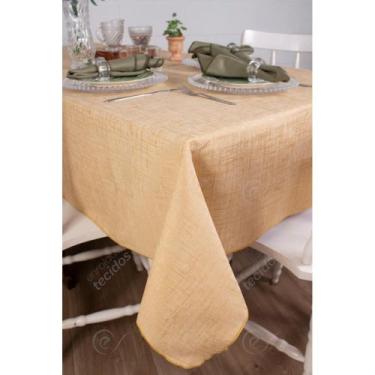 Imagem de Toalha De Mesa Retangular Em Tecido Jacquard Dourado Falso Liso Tradic