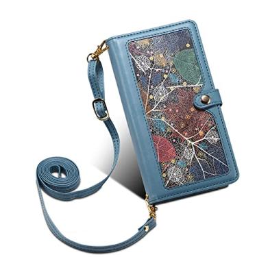 Imagem de Bolsa tiracolo com bolso para cartão com zíper para iPhone 12 11 13 14 Pro Max 6 7 8 Plus SE2020 X XS XR Alça longa Ombro Capa carteira, Azul1, Para iPhone 12