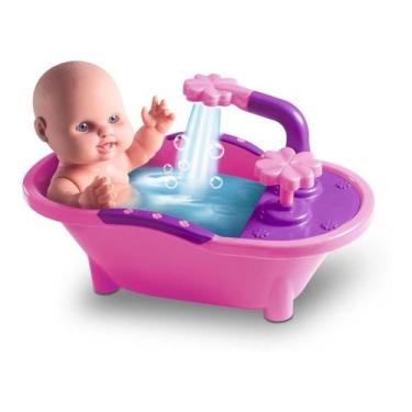 Imagem de Boneca Bebê Milkinhas Petit Banho Com Banheira Que Sai Água - Milk Bri