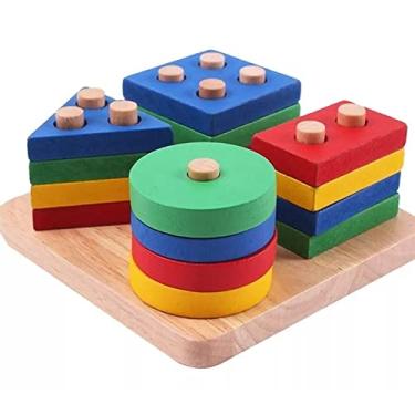 Imagem de Brinquedo Madeira Didático Quebra Cabeça Encaixe As Formas Geométricas Educativo Pedagogico Infantil +36 meses