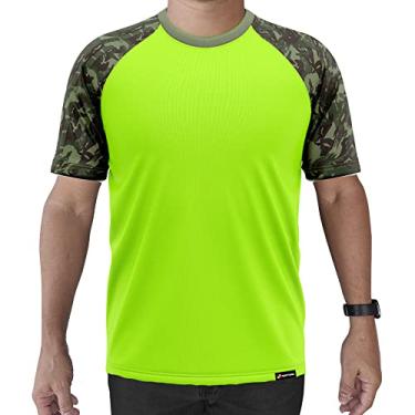 Imagem de Camiseta Manga Curta Adstore Verde Neon e Exército Masculina Térmica UV Segunda Pele Compressão (G)
