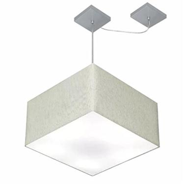 Imagem de Lustre Pendente Quad com Desvio Cúpula Tecido 30/35x35 cm, Vivare Iluminação, Pendente4270 CZ, Cinza, Pequeno