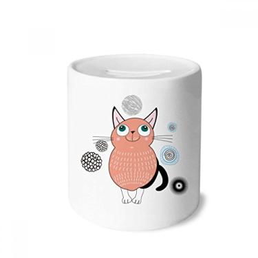 Imagem de DIYthinker Caixa para dinheiro de gato rosa sorriso, caixa de cerâmica para presente de cofrinho