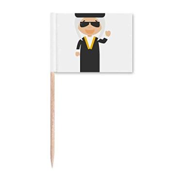 Imagem de Óculos de sol branco Iraque desenho de palito com bandeiras de palito de dentes, enfeite de festa