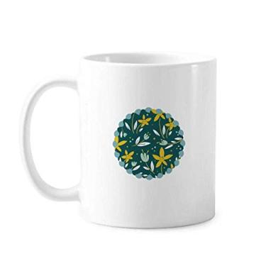 Imagem de Caneca de flor branca verde amarela para cerâmica café xícara de porcelana louça