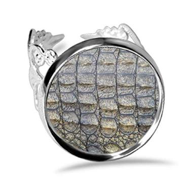 Imagem de DIYthinker Anel de noivado ajustável com design abstrato de couro de crocodilo