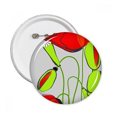 Imagem de Flores vermelhas, botões verdes abstratos, papoula de milho redondo, distintivo, decoração de roupas, 5 peças, presente