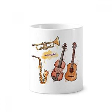 Imagem de Suporte para caneta, caneca, suporte de cerâmica, combinação de instrumento musical, padrão de música