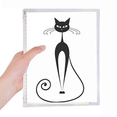 Imagem de Caderno elegante preto para amantes de gatos, desenho animal, folha solta, diário recarregável, papelaria
