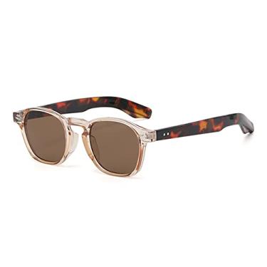 Imagem de Óculos de sol quadrados retrô feminino leopardo masculino óculos de sol uv400 acessórios baratos, armação marrom leopardo, tamanho único
