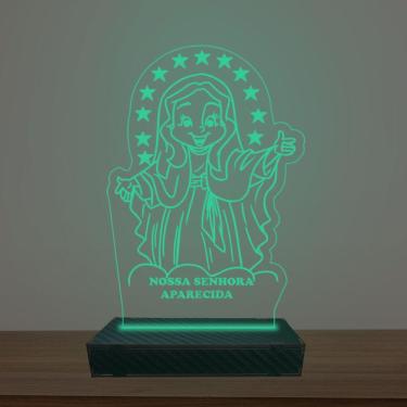 Imagem de Luminária Led 3d Nossa Senhora Aparecida Abajur Luxo