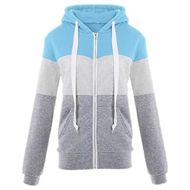 Imagem de Casacos femininos outono inverno casacos feminino tira emenda casual, Cinza, P