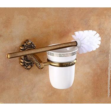 Imagem de Acessórios para banheiro Conjunto de ferramentas de alumínio esculpido antigo dobrável toalha/lenço de papel Prateleira de canto Suporte de escova de vaso sanitário, porta-escova de vaso sanitário