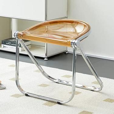 Imagem de Banco transparente dobrável para sala de estar, cadeira transparente de cristal, cadeiras de jantar dobráveis, assento pequeno acrílico de 18 polegadas para sala de estar, terraço, chá trans